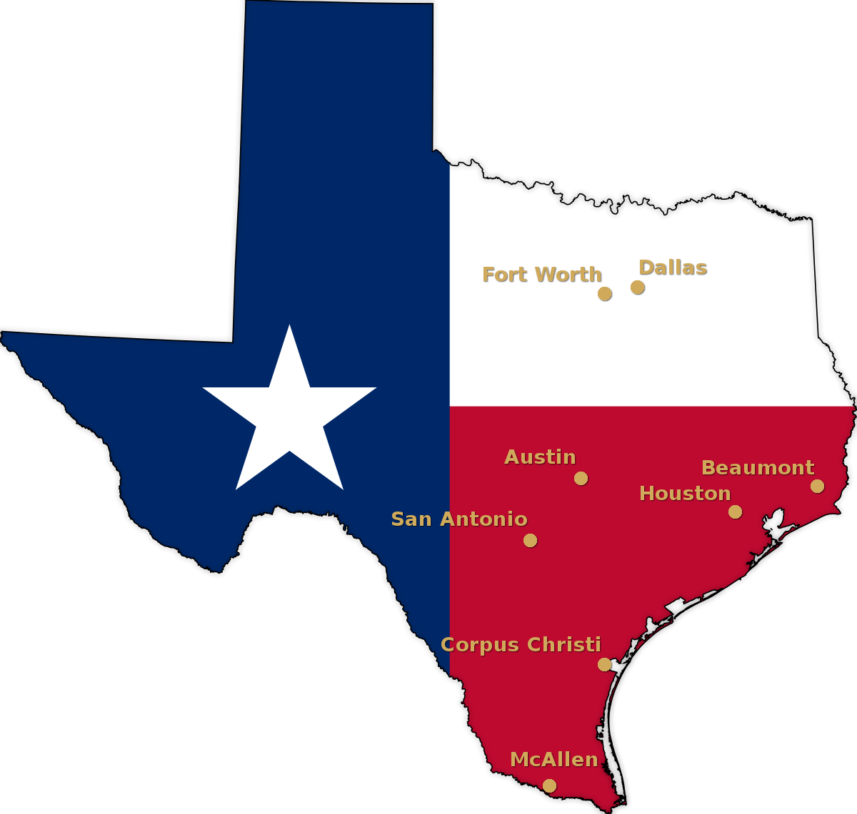 State of Texas flag map